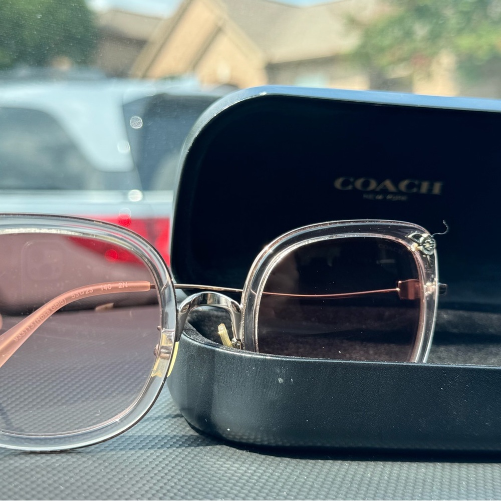Coach Clear Frame Sunglasses with Brown Lenses